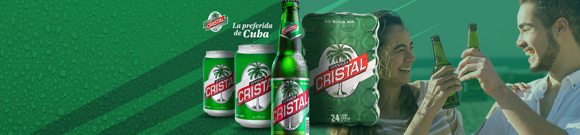 Cerveza Cristal, latas de 355ml